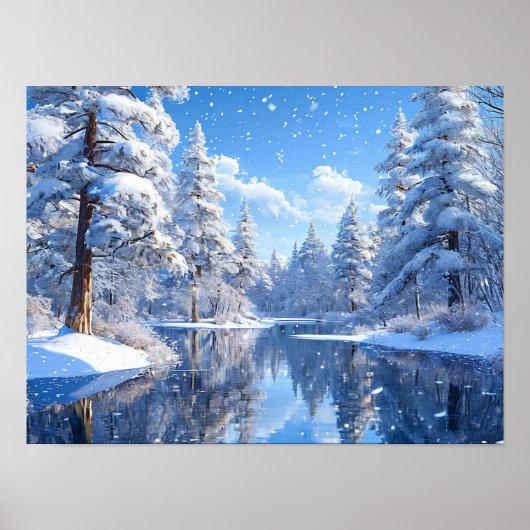 Besneeuwd winterlandschap Vredig boslandschap Poster (Voorkant)