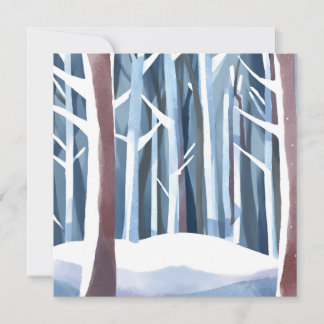 Besneeuwd Winterwoud | Modern Eenvoudig Aquarel Kaart