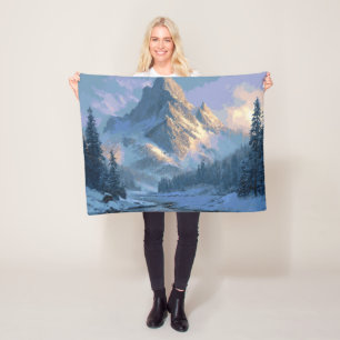 Besneeuwde Berg Fleece Deken