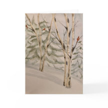 Besneeuwde berken bomen notecard