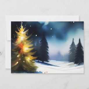 Besneeuwde bomen winterlandschap schilderij feestdagenkaart
