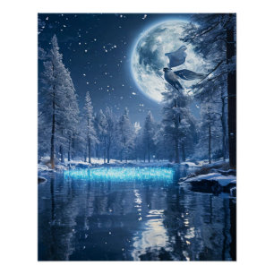 Besneeuwde Bos Muur Kunst Knus Winter Natuur Lan Perfect Poster