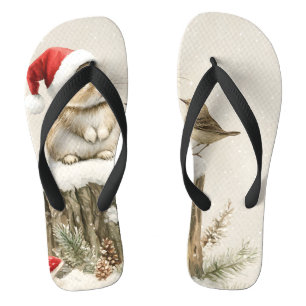 Besneeuwde bos winter boslandschap kerst konijn vo teenslippers