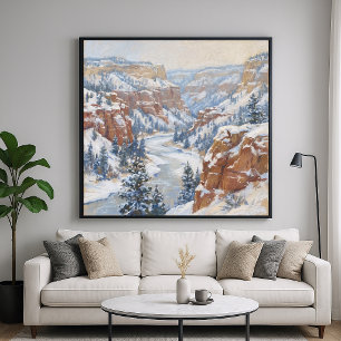Besneeuwde Canyon - Pastel Schilderstijl Poster