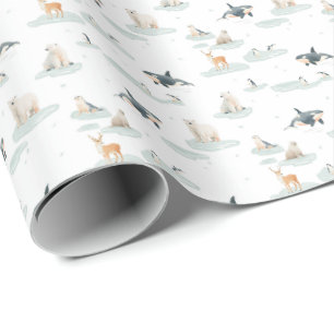 Besneeuwde dag - Arctische dieren winter nursery Cadeaupapier