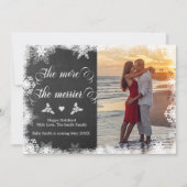 Besneeuwde foto Kerstmis zwangerschap aankondiging (Voorkant)