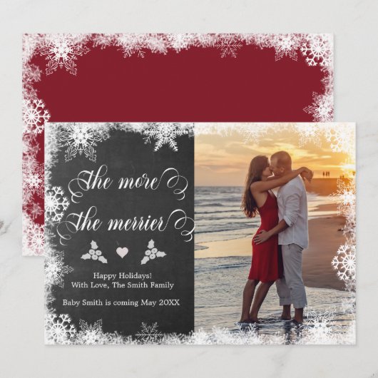 Besneeuwde foto Kerstmis zwangerschap aankondiging (Voorkant / Achterkant)