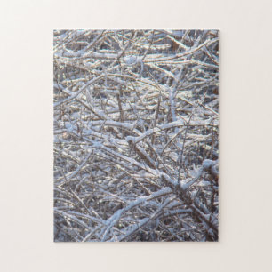 Besneeuwde Ijs Takken in de Winter Legpuzzel