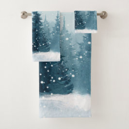 Besneeuwde Kerstbomen Bad Handdoek