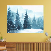 Besneeuwde Kerstbomen Canvas Afdruk (Insitu (Woonkamer))