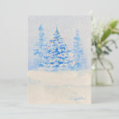 besneeuwde kerstboom uitnodiging (Staand voorkant)