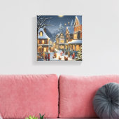 Besneeuwde Kerststad Canvas Afdruk (Insitu (Woonkamer))