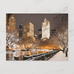 Besneeuwde NYC New York City Kerstkaart Briefkaart