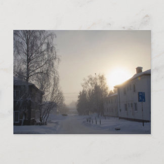 Besneeuwde Siberische ochtend Briefkaart