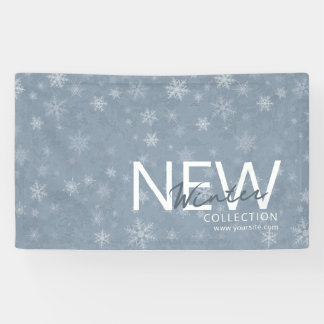 Besneeuwde Waterverf Blauwe Nieuwe Wintercollectie Spandoek