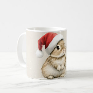 Besneeuwde winter bos kerst konijn vogel koffiemok