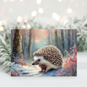 Besneeuwde Winter Egel Moderne Kunst Kaart