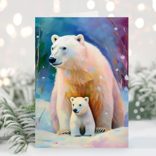 Besneeuwde Winter Ijsberen Moderne Kunst Kaart