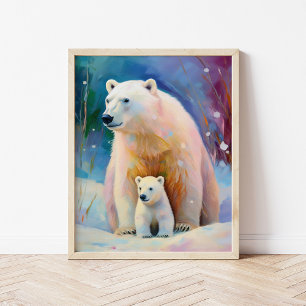Besneeuwde Winter Ijsberen Moderne Kunst Poster