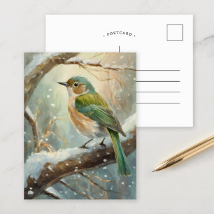 Besneeuwde Wintervogel Moderne Kunst Briefkaart