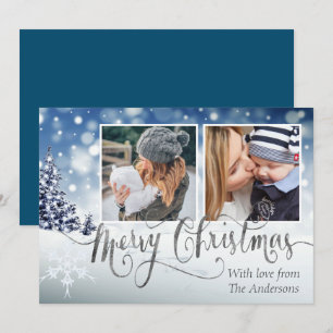 Besneeuwde winterwonderland Elegante kerstfoto Kaart