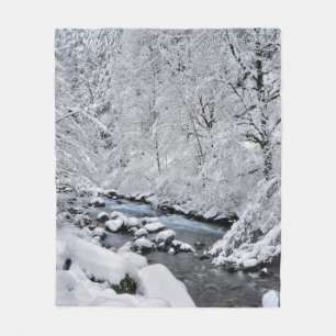 Besneeuwde witte kreek landschap, Oregon Fleece Deken