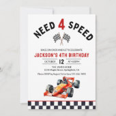 Besoin de 4 Vitesse Invitation de fête d'anniversa (Devant)