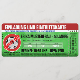 Besondere Einladungskarte Ticket Fußball Kaart