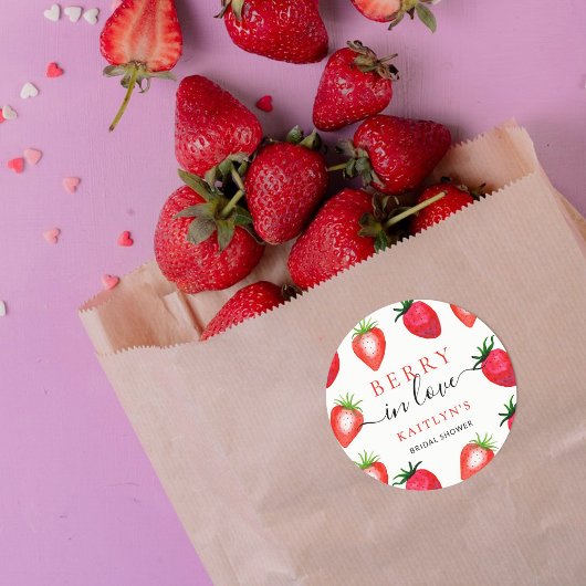 Besotted met Aardbeien Bruidsfeest Ronde Sticker