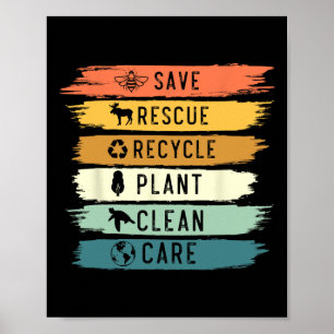 Bespaar bijen Reddingsdieren Recyclen Plastic Eart Poster