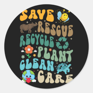 Bespaar bijen Reddingsdieren Recyclen Plastic Eart Ronde Sticker