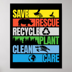 Bespaar bijen Reddingsdieren Schoonmaken Zeeen Dag Poster