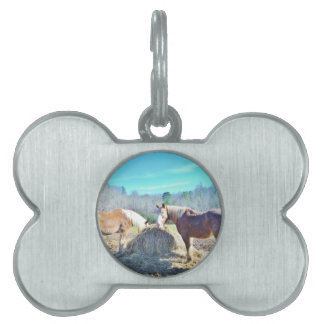 Bespaar conceptpaarden die hooi eten huisdieren naamplaatje