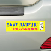 BESPAAR DARFUR! EIND NU GENOCIDE. BUMPERSTICKER (Op auto)