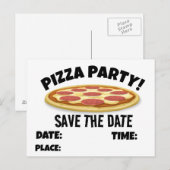BESPAAR DATUM PIZZA PARTIJ AANGEPASTE INVITATIES B AANKONDIGINGSKAART (Voorkant / Achterkant)