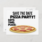 BESPAAR DATUM PIZZA PARTIJ AANGEPASTE INVITATIES B AANKONDIGINGSKAART (Voorkant / Achterkant)