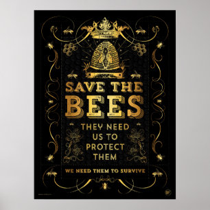 BESPAAR DE BEES! FAUX GOLD POSTER