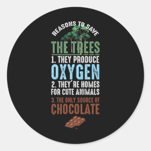 Bespaar de bomen in het milieu Dierlijke chocolade Ronde Sticker