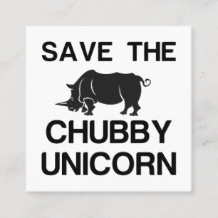 BESPAAR DE CHUBBY UNICORN RHINO VIERKANTE VISITEKAARTJE