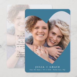 BESPAAR DE DATE Lgbtq modern fotohart denim blue Kaart