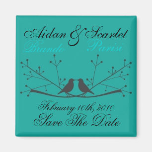 BESPAAR DE DATUM BLAUW WEDDING MAGNET - Gepersonal Magneet