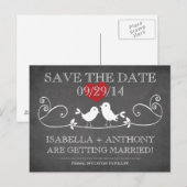 BESPAAR DE DATUM ChalkboardTortelduifjes Aankondigingskaart (Voorkant / Achterkant)