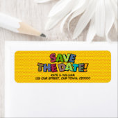 BESPAAR DE DATUM Fun Retro Comic Book Pop Art Etiket (Insitu)