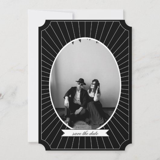 BESPAAR DE DATUM Gotisch Skeleton Tarot Wedding B& Kaart (Achterkant)