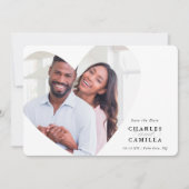 BESPAAR DE DATUM modern, elegant lijst hart Kaart (Voorkant)