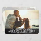 BESPAAR DE DATUM moderne minimale fotobekleding zw Kaart (Voorkant / Achterkant)