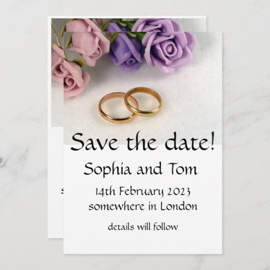 BESPAAR DE DATUM - Sparen de trouwdatum Uitnodigin Save The Date (Voorkant / Achterkant)