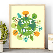 Bespaar de milieu-omgeving van de bomen op aarde poster