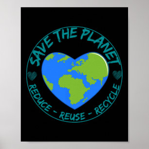 Bespaar de planeet minder hergebruik Recyclen Dag  Poster