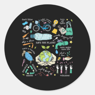 Bespaar de planeet minder hergebruik Recyclen Dag Ronde Sticker